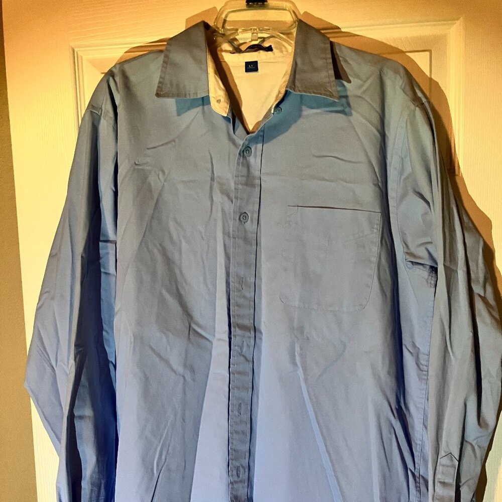 Port Authority Blue Men's Dress Shirt Long Sleeve Button Down Large Tall LT